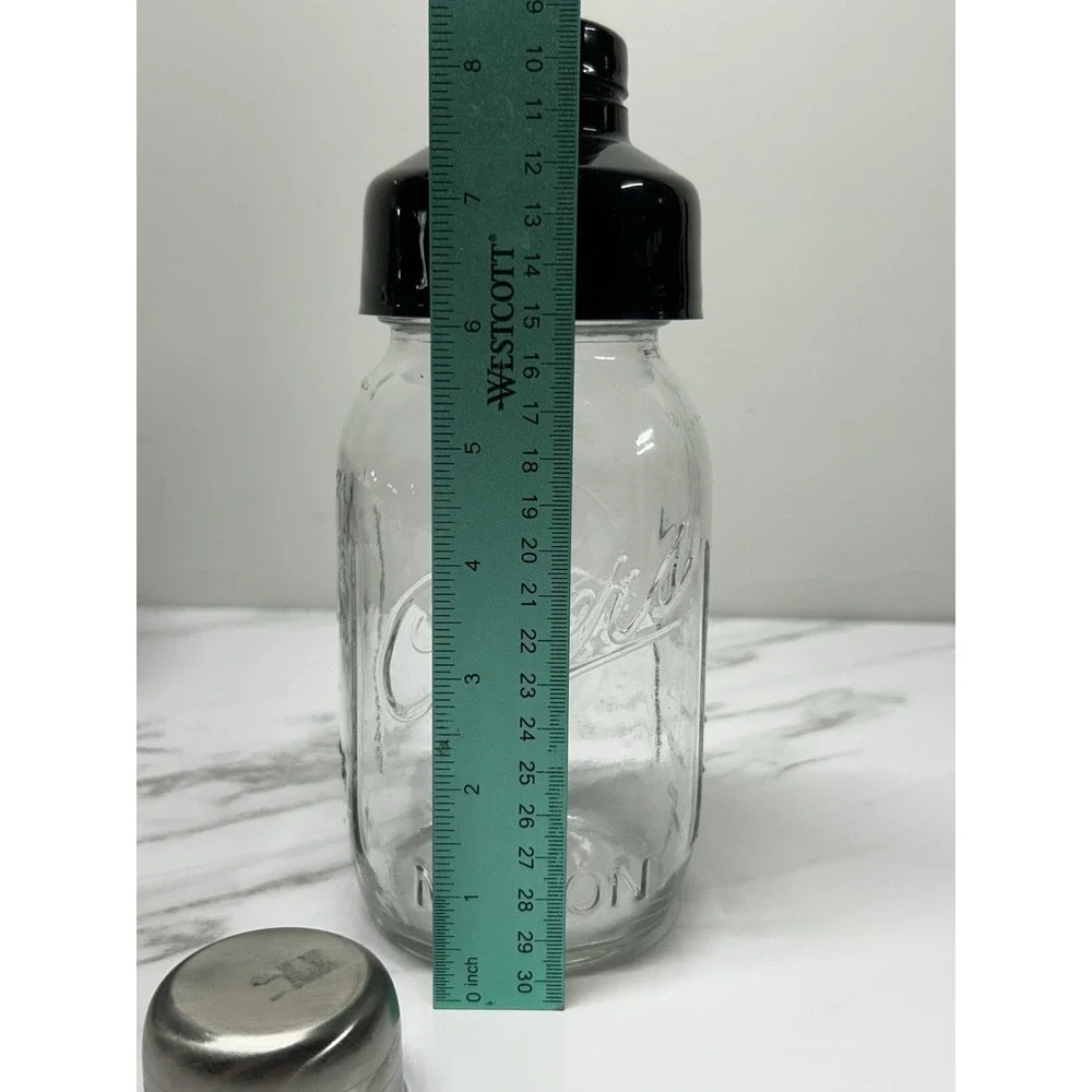 Vintage Mason Cheers Jar Cocktail Shaker With Strainer Lid